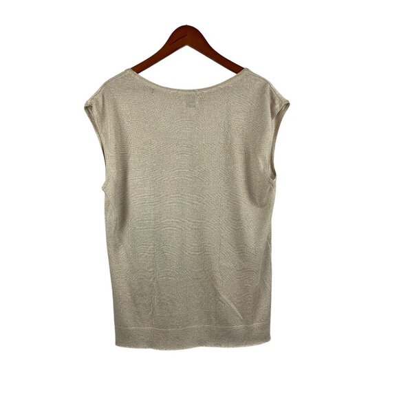 Chicos Metallic Beige Sleeveless Top Size 3 Rayon & Polyester Blend - Picture 2 of 4